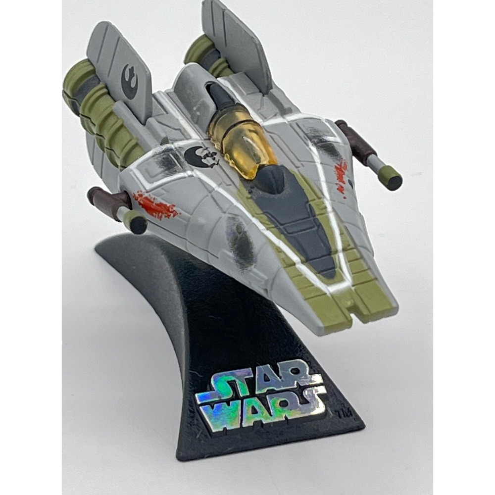 Star Wars Titanium Series Die-Cast A-Wing Starfighter Grey Green 2004 with Stand